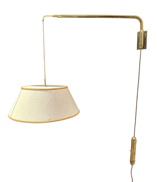 Mid century wall lights telescopic solid brass with counter weight switch Italian 1950s