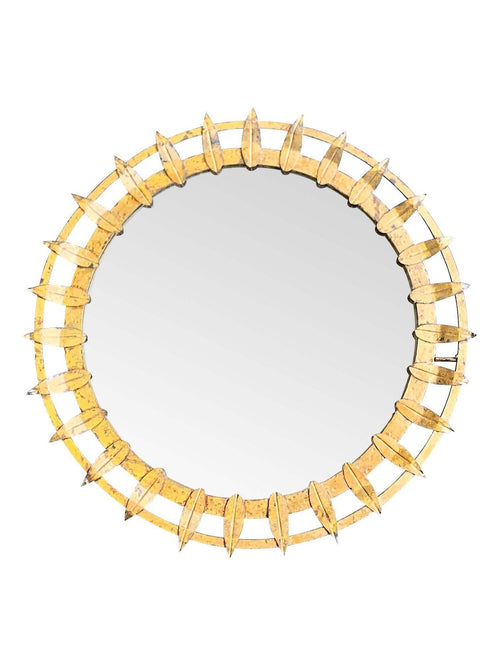 Mid century sunburst mirror - gilt wrought iron circular - 1950s - Spanish