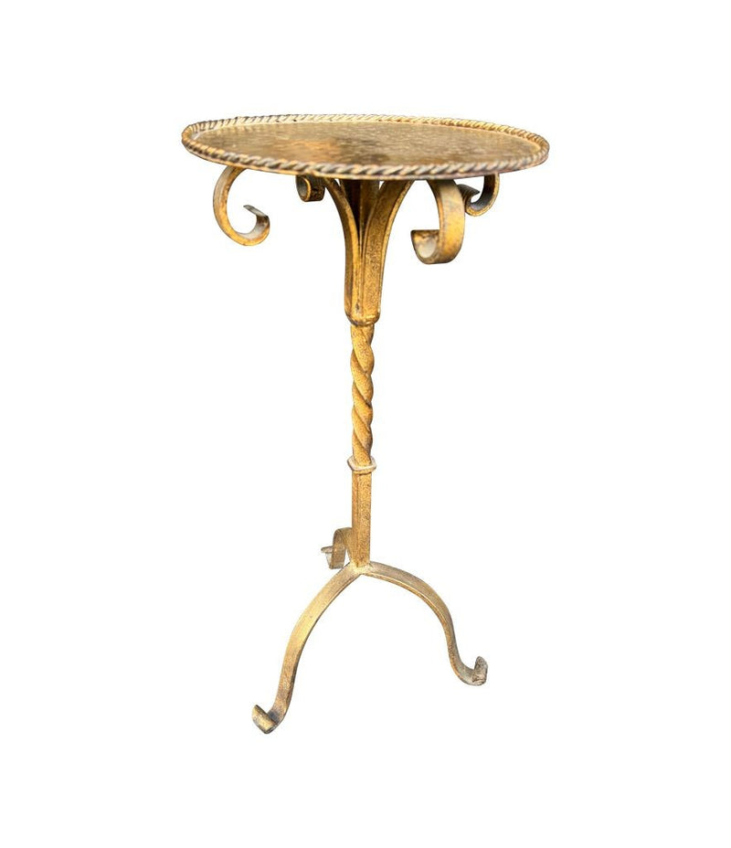 Mid century side table martini table wrought iron gilt metal Spanish 1950s