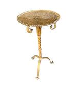 Mid century side table martini table wrought iron gilt metal Spanish 1950s