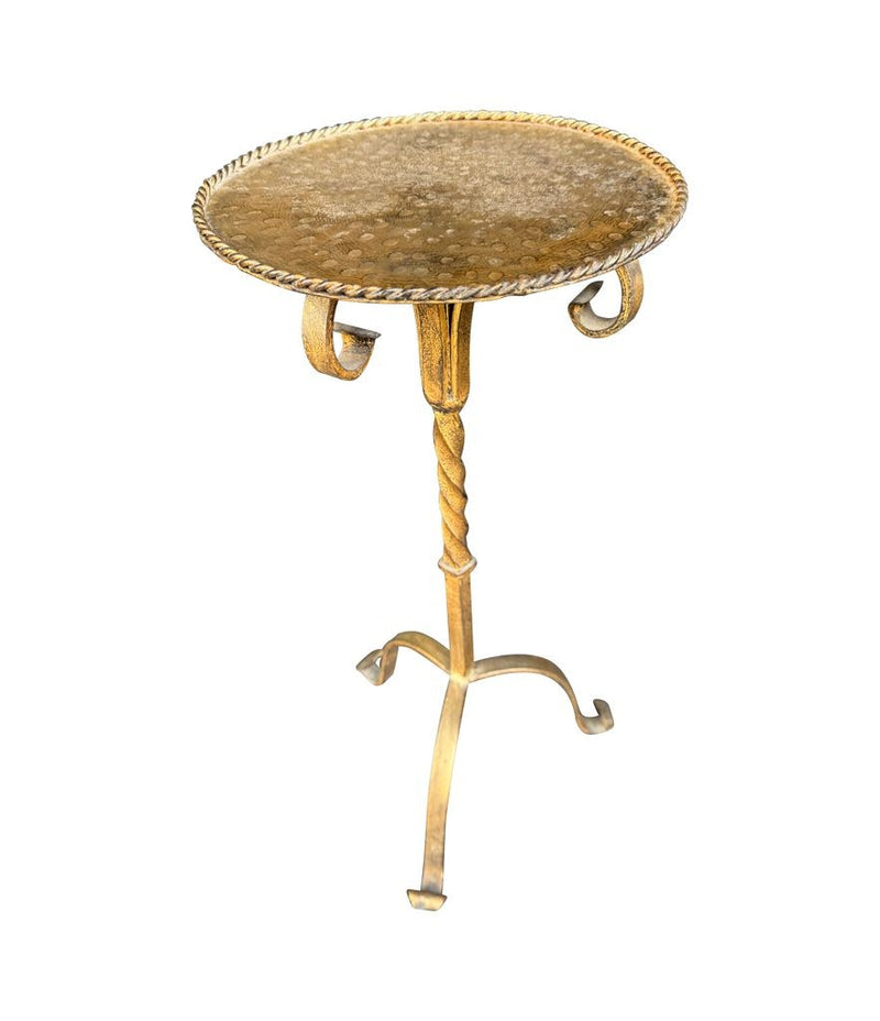 Mid century side table martini table wrought iron gilt metal Spanish 1950s