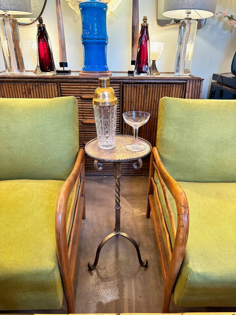 Mid century side table martini table wrought iron gilt metal Spanish 1950s