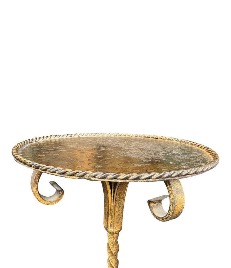 Mid century side table martini table wrought iron gilt metal Spanish 1950s