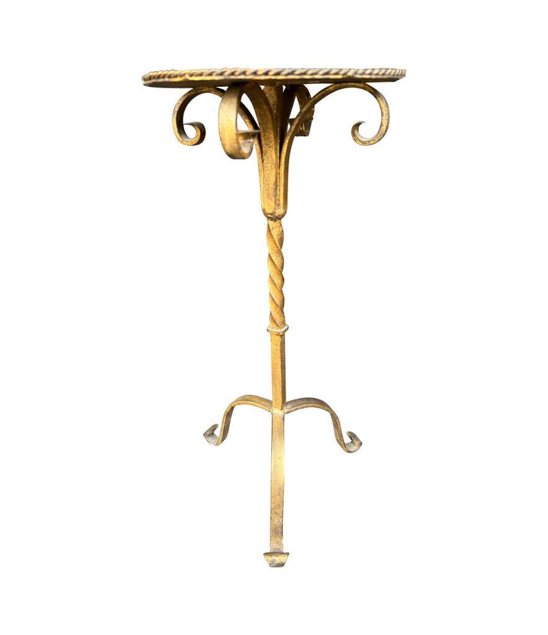 Mid century side table martini table wrought iron gilt metal Spanish 1950s