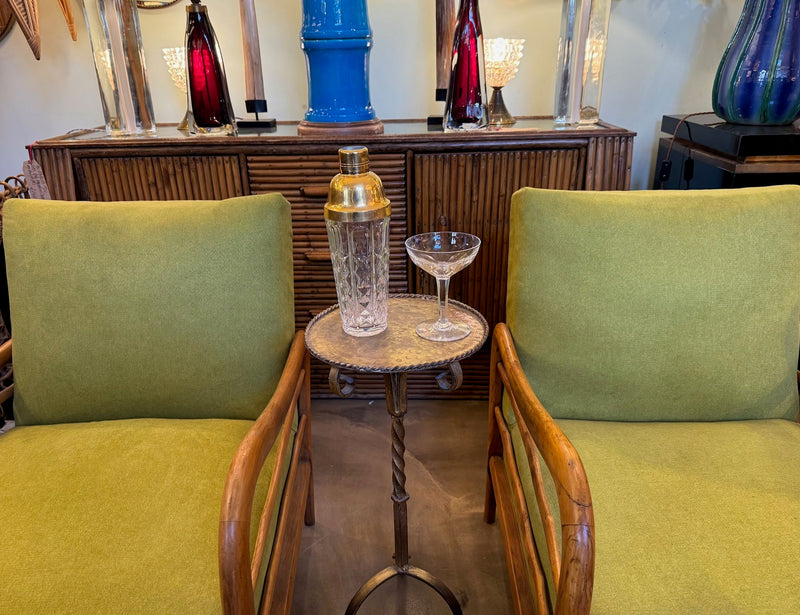 Mid century side table martini table wrought iron gilt metal Spanish 1950s