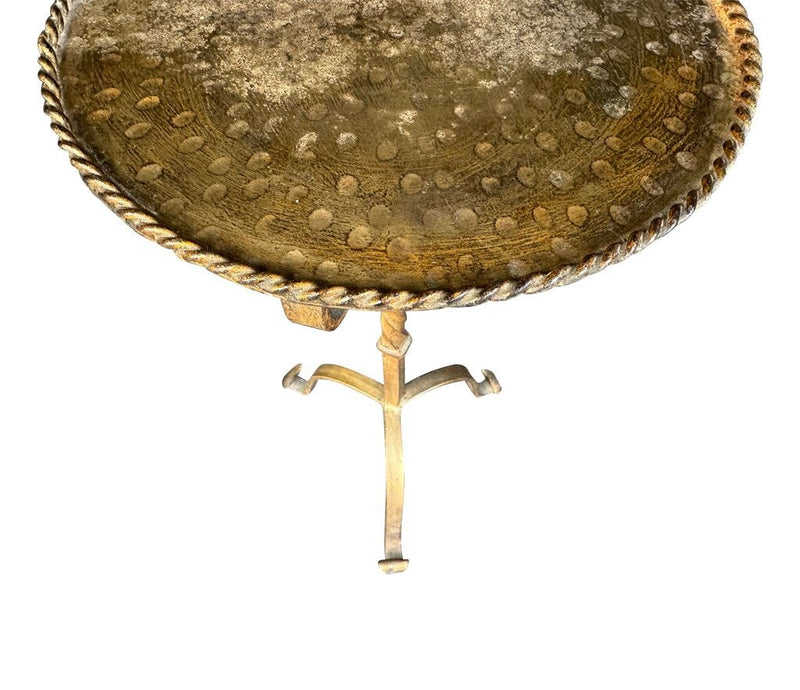 Mid century side table martini table wrought iron gilt metal Spanish 1950s