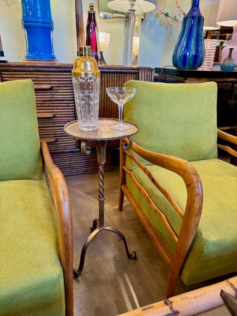 Mid century side table martini table wrought iron gilt metal Spanish 1950s
