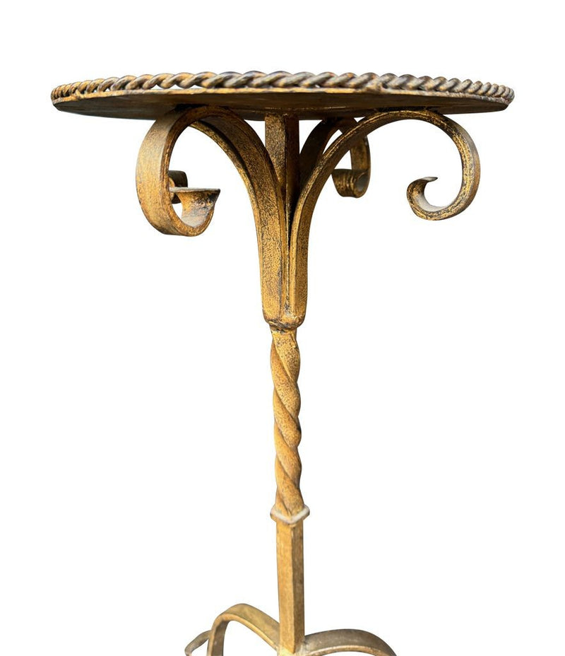 Mid century side table martini table wrought iron gilt metal Spanish 1950s