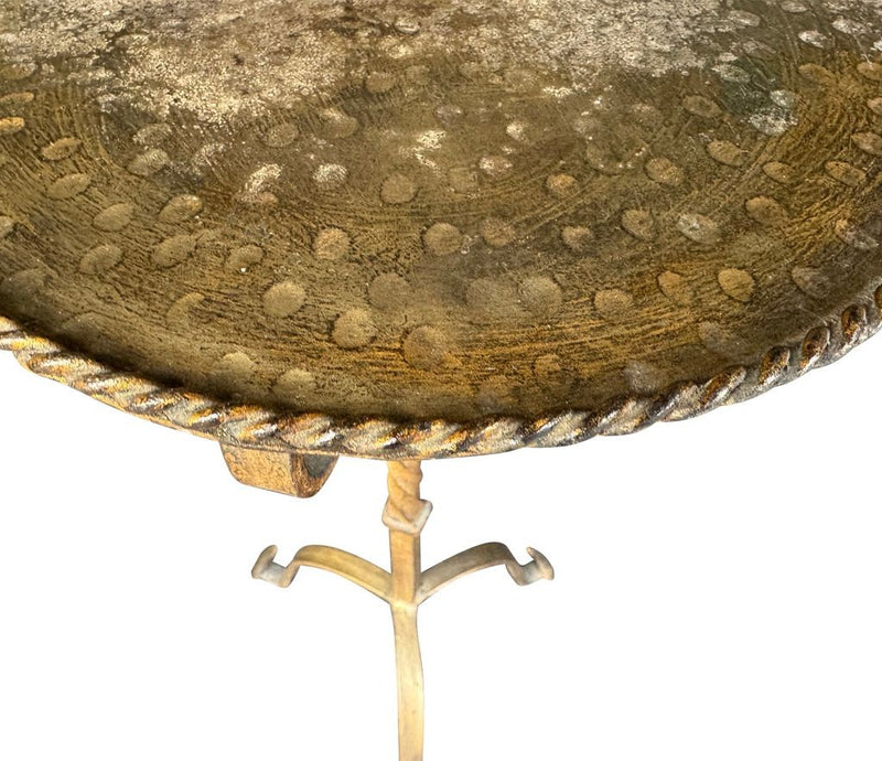 Mid century side table martini table wrought iron gilt metal Spanish 1950s
