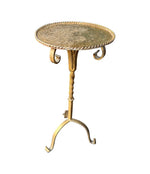 Mid century side table martini table wrought iron gilt metal Spanish 1950s