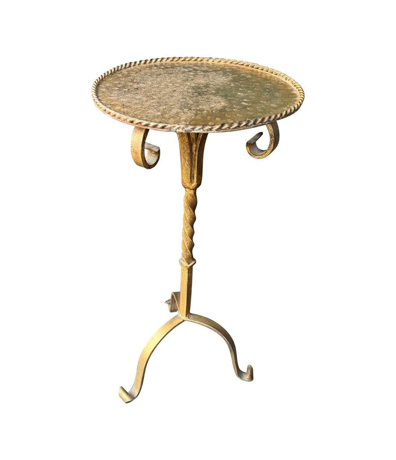 Mid century side table martini table wrought iron gilt metal Spanish 1950s