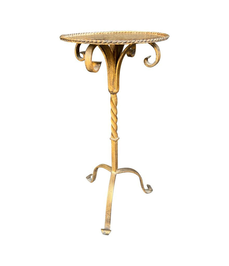 Mid century side table martini table wrought iron gilt metal Spanish 1950s