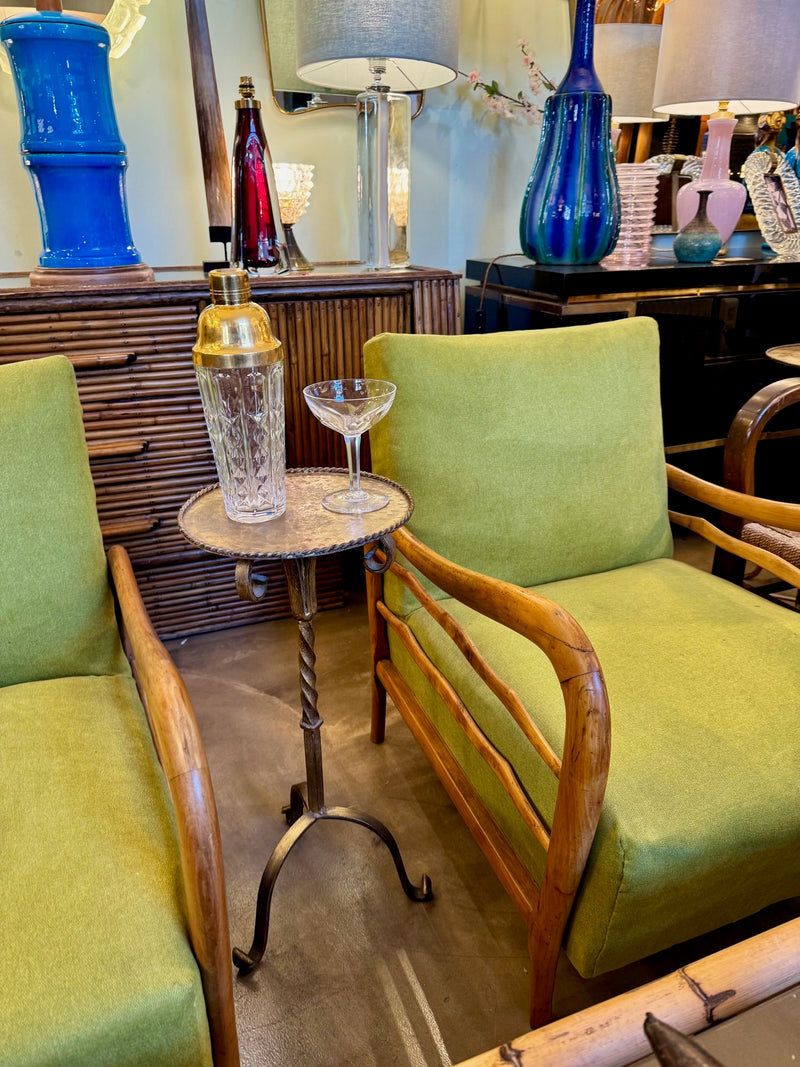 Mid century side table martini table wrought iron gilt metal Spanish 1950s