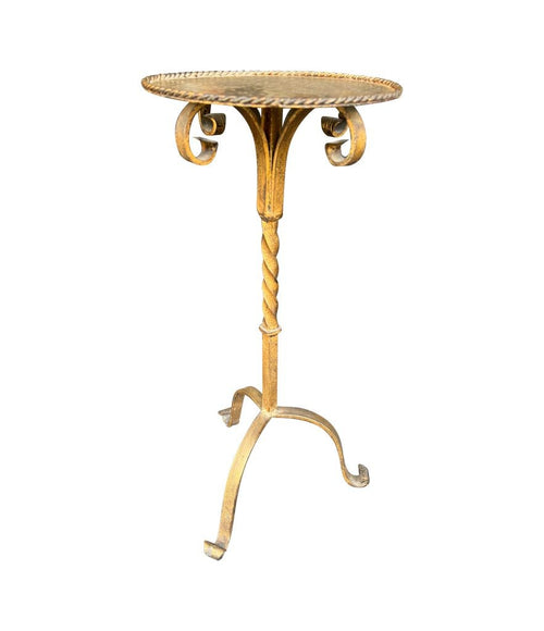 Mid century side table martini table wrought iron gilt metal Spanish 1950s