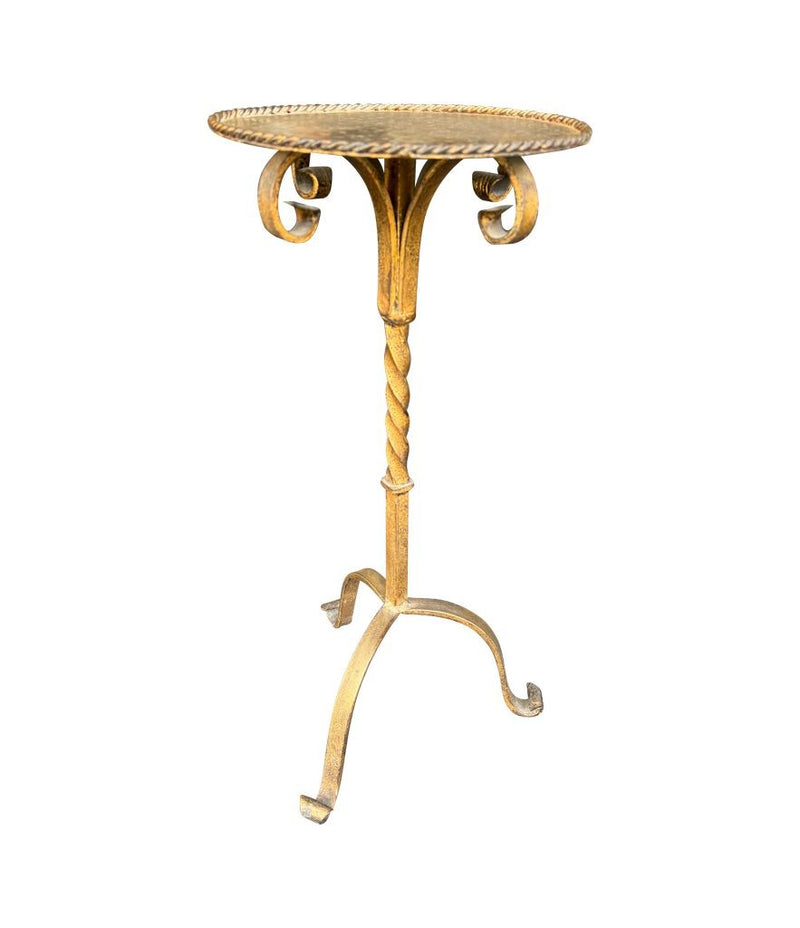 Mid century side table martini table wrought iron gilt metal Spanish 1950s