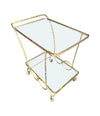 Mid Century bar trolley by Maison Baques brass faux bamboo with two glass shelves French 1950s - Mid Century Furniture