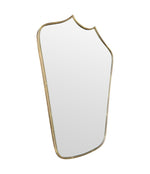Mid Century mirror shield mirror with solid brass beaded frame 1950s