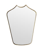 Mid Century mirror shield mirror with solid brass beaded frame 1950s