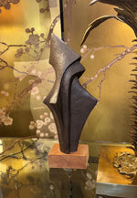 Mid century bronze abstract sculpture Belgian ceramic with bronze textured style finish