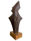Mid century bronze abstract sculpture Belgian ceramic with bronze textured style finish
