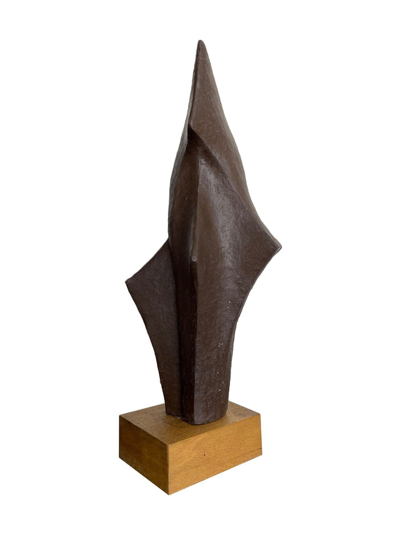 Mid century bronze abstract sculpture Belgian ceramic with bronze textured style finish
