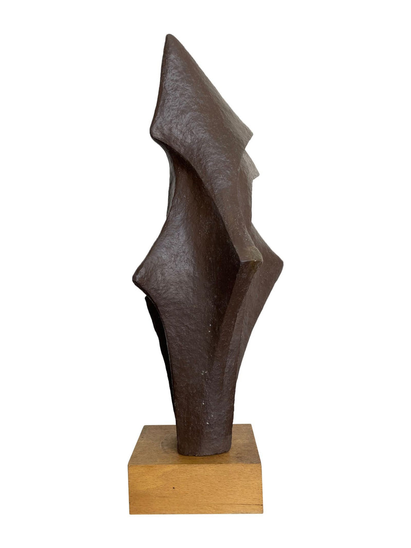 Mid century bronze abstract sculpture Belgian ceramic with bronze textured style finish