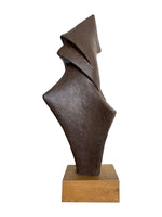 Mid century bronze abstract sculpture Belgian ceramic with bronze textured style finish