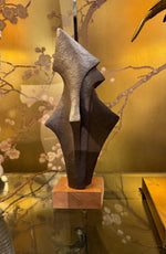Mid century bronze abstract sculpture Belgian ceramic with bronze textured style finish