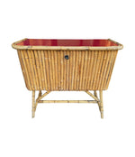 Mid century bar cabinet with red laminate top and two stools Italian 1960s - Mid Century furniture