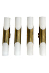 Mid Century wall sconces by Neuhaus Leuchten of white opaline and brass - 1960s