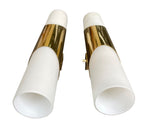 Mid Century wall sconces by Neuhaus Leuchten of white opaline and brass - 1960s