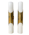 Mid Century wall sconces by Neuhaus Leuchten of white opaline and brass - 1960s