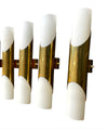 Mid Century wall sconces by Neuhaus Leuchten of white opaline and brass - 1960s