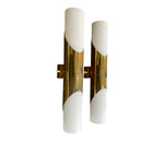 Mid Century wall sconces by Neuhaus Leuchten of white opaline and brass - 1960s