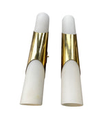 Mid Century wall sconces by Neuhaus Leuchten of white opaline and brass - 1960s