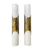 Mid Century wall sconces by Neuhaus Leuchten of white opaline and brass - 1960s