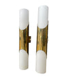Mid Century wall sconces by Neuhaus Leuchten of white opaline and brass - 1960s