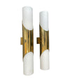 Mid Century wall sconces by Neuhaus Leuchten of white opaline and brass - 1960s