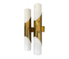 Mid Century wall sconces by Neuhaus Leuchten of white opaline and brass - 1960s
