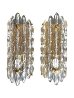 Mid century wall sconces Orrefors glass by Carl Fagerlund for Lyfa 1960s
