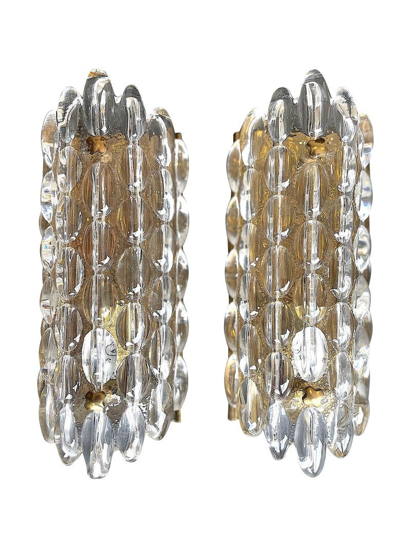 Mid century wall sconces Orrefors glass by Carl Fagerlund for Lyfa 1960s