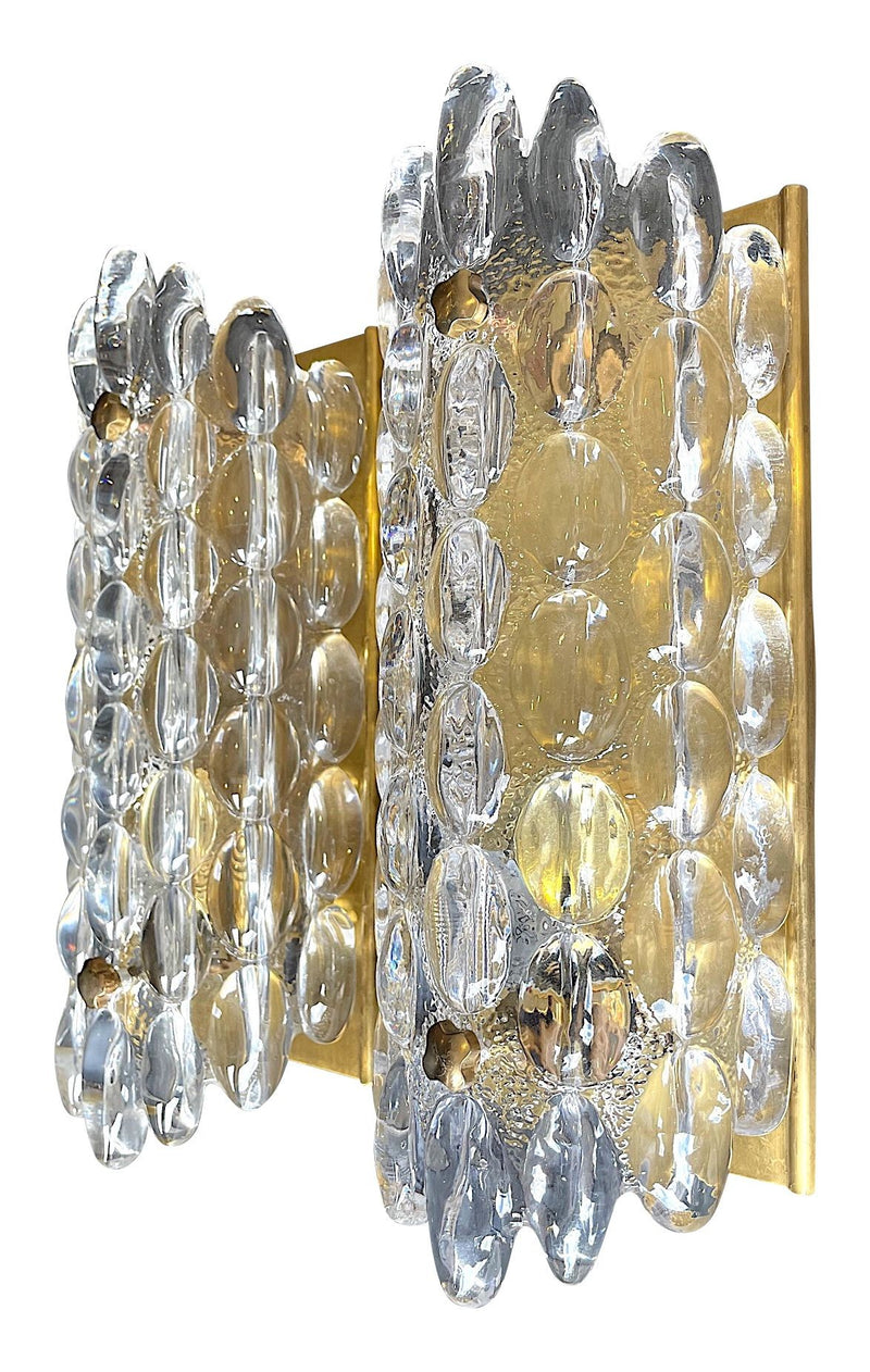 Mid century wall sconces Orrefors glass by Carl Fagerlund for Lyfa 1960s