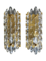Mid century wall sconces Orrefors glass by Carl Fagerlund for Lyfa 1960s