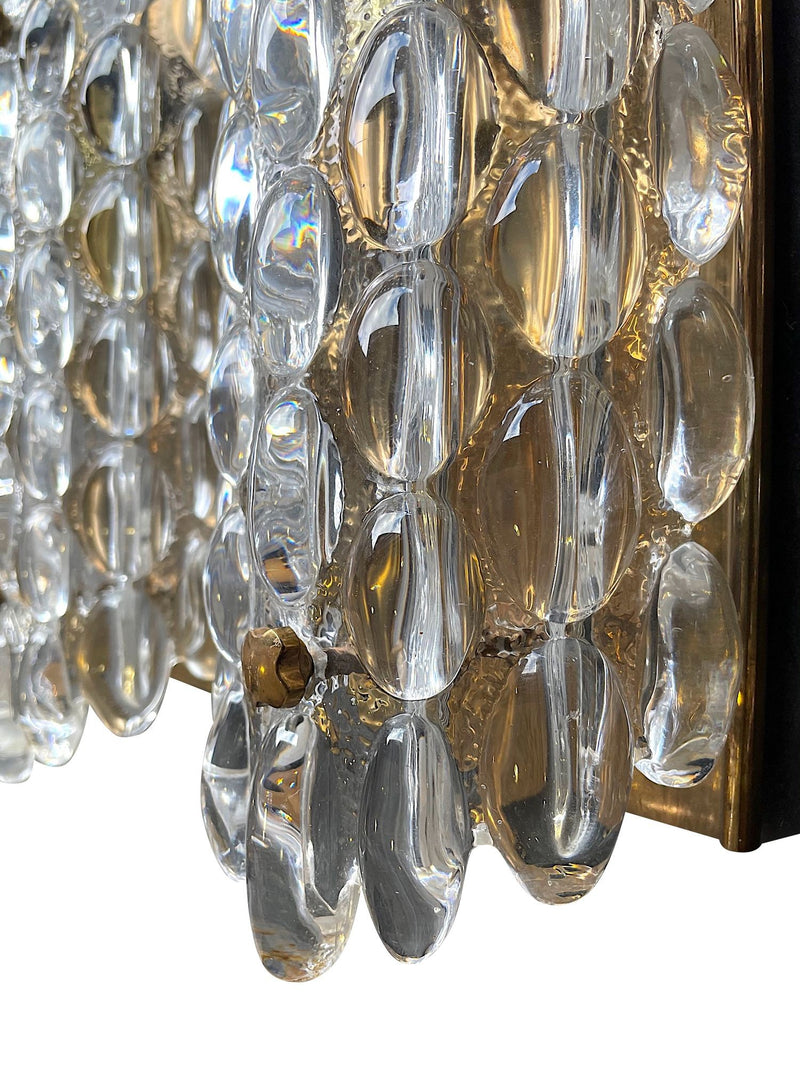 Mid century wall sconces Orrefors glass by Carl Fagerlund for Lyfa 1960s