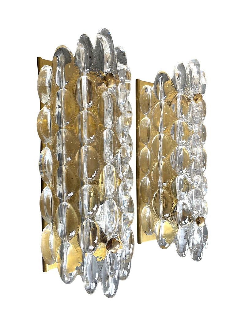 Mid century wall sconces Orrefors glass by Carl Fagerlund for Lyfa 1960s