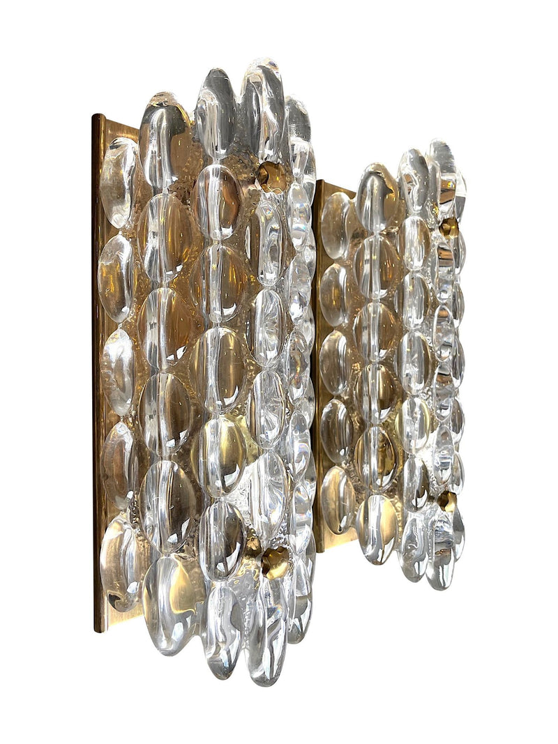 Mid century wall sconces Orrefors glass by Carl Fagerlund for Lyfa 1960s