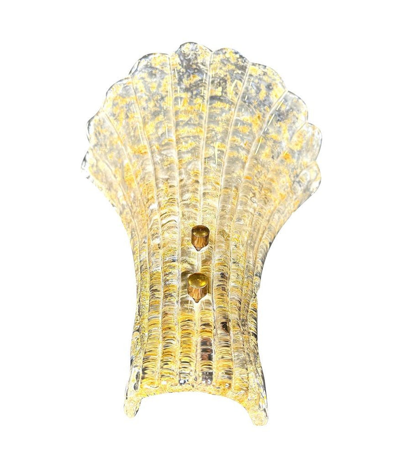 Mid century wall sconces gold leaf Orreors glass by Carl Fagerlund fan shaped wall sconces