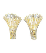 Mid century wall sconces gold leaf Orreors glass by Carl Fagerlund fan shaped wall sconces