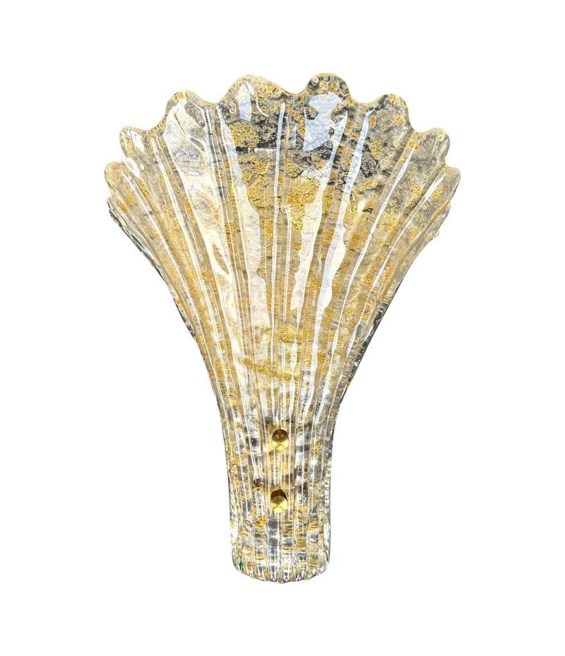 Mid century wall sconces gold leaf Orreors glass by Carl Fagerlund fan shaped wall sconces