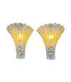 Mid century wall sconces gold leaf Orreors glass by Carl Fagerlund fan shaped wall sconces